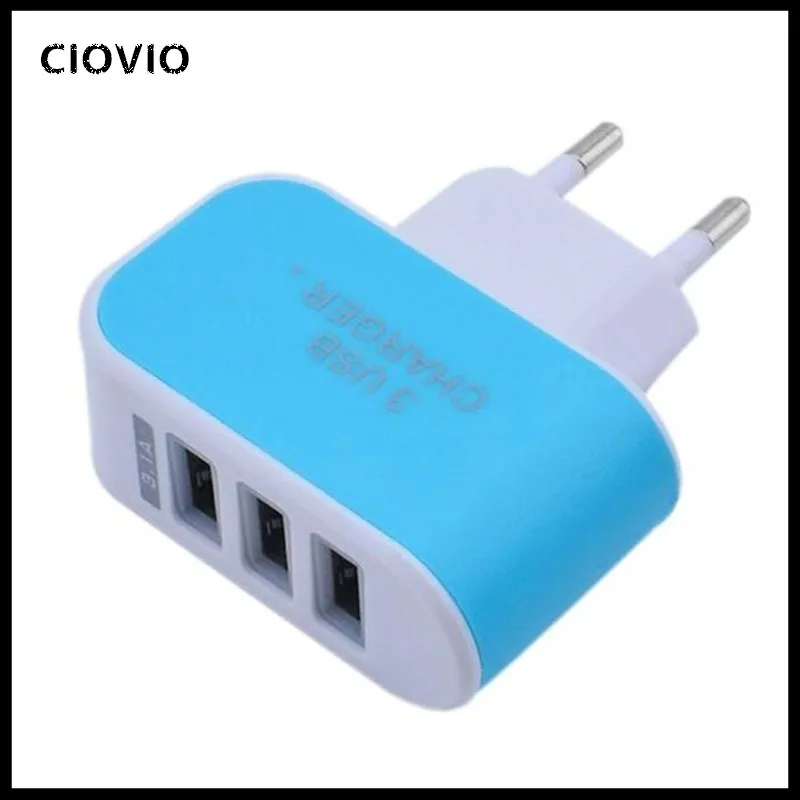 Triple USB Ports Wall Socket Home Travel AC Power Charger Adapter 1.5A EU Plug
