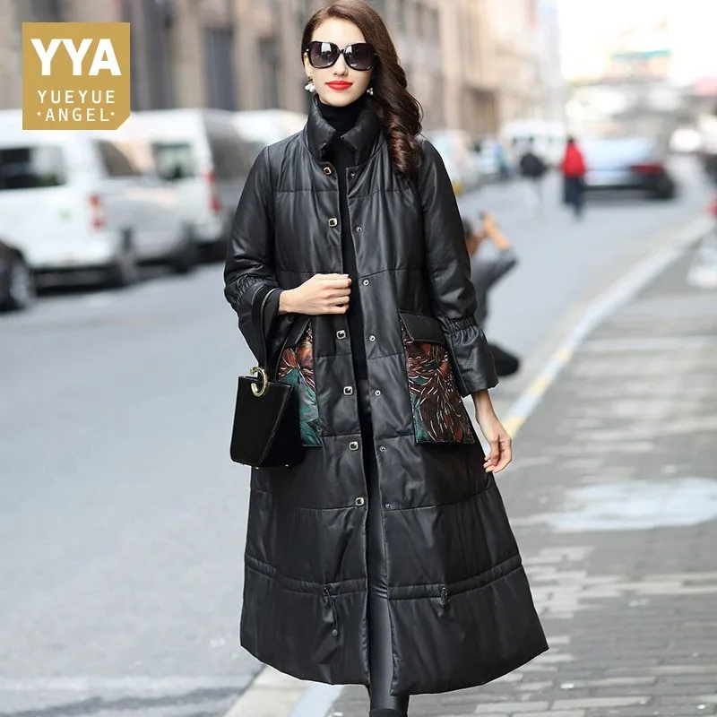 2019 New Women Sheepskin Genuine Leather Long Coat Printed Pockets Loose Fit Big Cape Stand Collar White Down Jacket Overcoats
2019 New Women Sheepskin Genuine Leather Long Coat Printed Pockets Loose Fit Big Cape Stand Collar White Down Jacket Overcoats