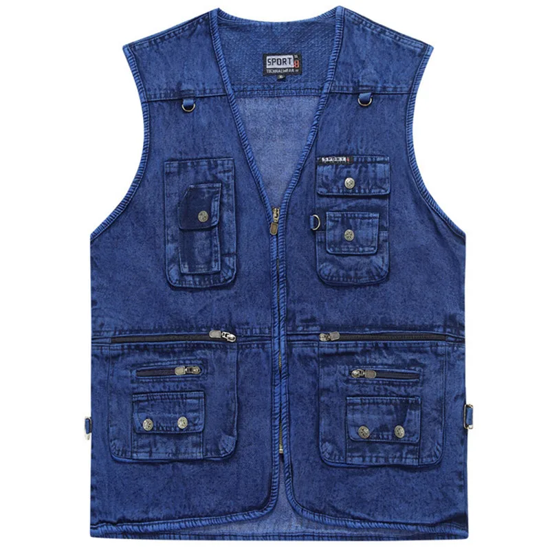 New Mens Clothing Denim Photography Vests Multi Pockets Travel Shooting XL-5XL Size Sleeveless Jacket Casual Waistcoat
New Mens Clothing Denim Photography Vests Multi Pockets Travel Shooting XL-5XL Size Sleeveless Jacket Casual Waistcoat