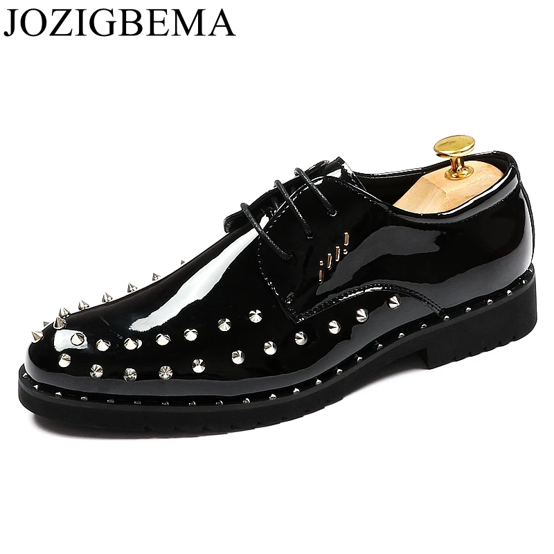 JOZIGBEMA British Style Fashion Men's Patent Leather Rivets Dress Shoes Pointed Toe Office Men Work Wedding Shoes For Men Shoes
JOZIGBEMA British Style Fashion Men's Patent Leather Rivets Dress Shoes Pointed Toe Office Men Work Wedding Shoes For Men Shoes