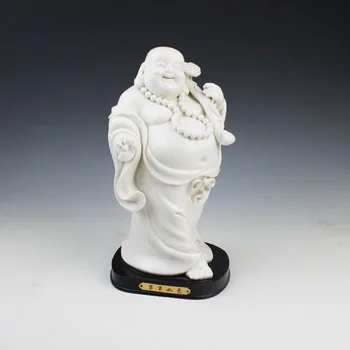 

Elaborate Chinese Dehua white porcelain happy smiling Buddha statue No.3