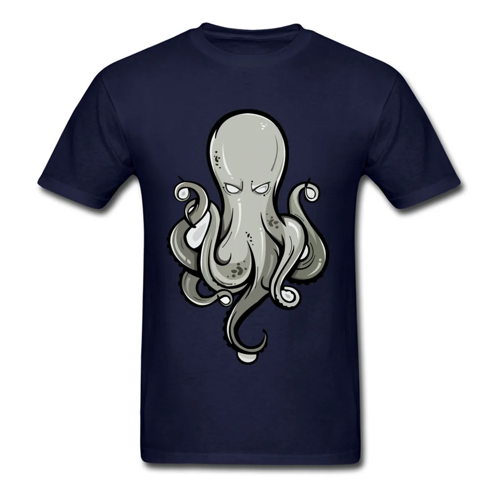 Men Slim Fit Normal T Shirt O-Neck April FOOL DAY 100% Cotton Fabric Top T-shirts Printed Short Sleeve KRAKEN Tee Shirts KRAKEN navy