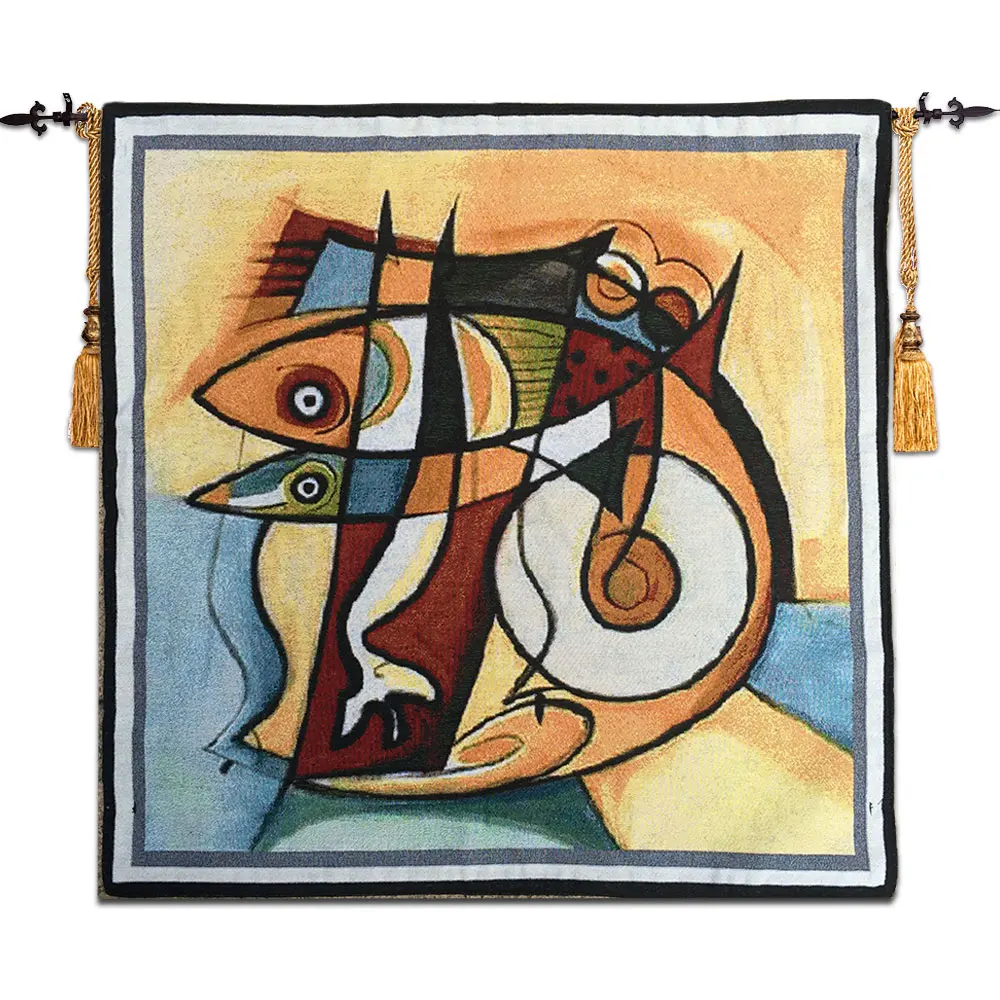 58*58cm Gobelins wall tapestry Mediterranean style decorative painting childrens room murals home fabric abstract fish series
58*58cm Gobelins wall tapestry Mediterranean style decorative painting childrens room murals home fabric abstract fish series