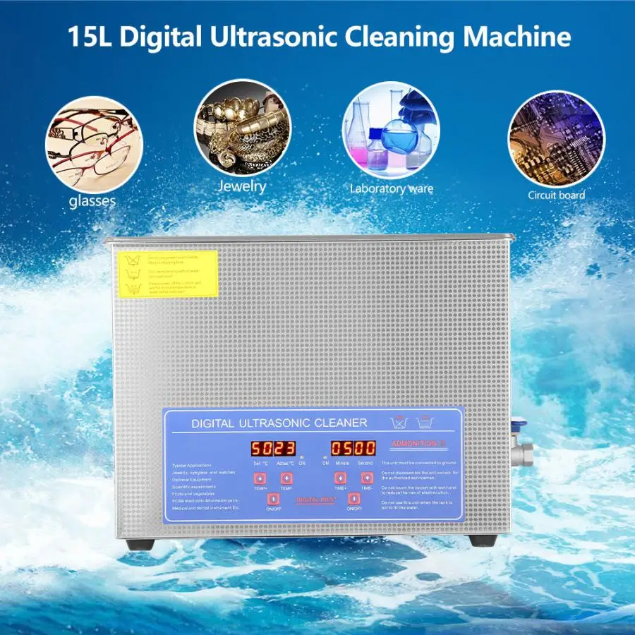 15L Household Digital Ultrasonic Cleaner Stainless Steel Bath 110V 220V Degas Ultrasound Cleaning for Watches Jewelry
15L Household Digital Ultrasonic Cleaner Stainless Steel Bath 110V 220V Degas Ultrasound Cleaning for Watches Jewelry