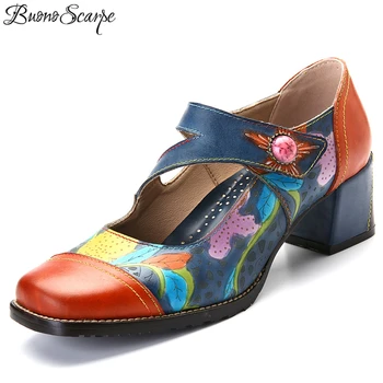 BuonoScarpe New Handmade Leather Fashion Women's Shoes Mary Jane Fretwork Shoes Flower Color Patchwork Chunky Heels Women Pumps
BuonoScarpe New Handmade Leather Fashion Women's Shoes Mary Jane Fretwork Shoes Flower Color Patchwork Chunky Heels Women Pumps