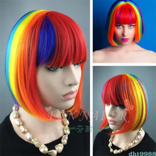 free shipping Short Striaght BOBO Wig for Woman Rainbow Haircut Cosplay Patry Wigs
free shipping Short Striaght BOBO Wig for Woman Rainbow Haircut Cosplay Patry Wigs