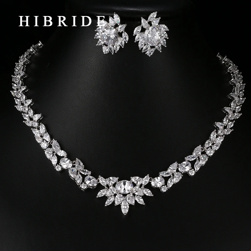 HIBRIDE Women Fashion Luxury White Gold Color Necklace Earrings Bridal Wedding Jewelry Sets For Gifts N-70
HIBRIDE Women Fashion Luxury White Gold Color Necklace Earrings Bridal Wedding Jewelry Sets For Gifts N-70