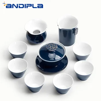 9PCS Teaware Vintage Japanese Style Ji Blue Glaze Gold Line Porcelain Tea Set 1 Teapot Gaiwan 6 Teacups 1 Fair Cup 1 Filter Kit
9PCS Teaware Vintage Japanese Style Ji Blue Glaze Gold Line Porcelain Tea Set 1 Teapot Gaiwan 6 Teacups 1 Fair Cup 1 Filter Kit