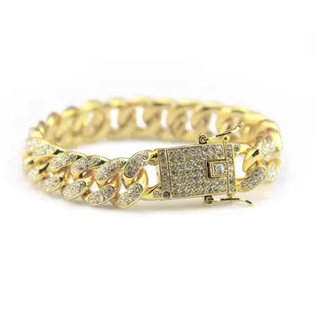 Iced Out Bling Miami Cuban Link Chain Bracelet 12mm 8inch Gold Tone Bracelet Bangles Alloy Punk Jewelry for Men
Iced Out Bling Miami Cuban Link Chain Bracelet 12mm 8inch Gold Tone Bracelet Bangles Alloy Punk Jewelry for Men