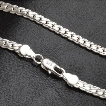 

M925 sterling Silver color necklace pendant men's jewelry hot sale full side necklace 5 mm fashion chain20 inch