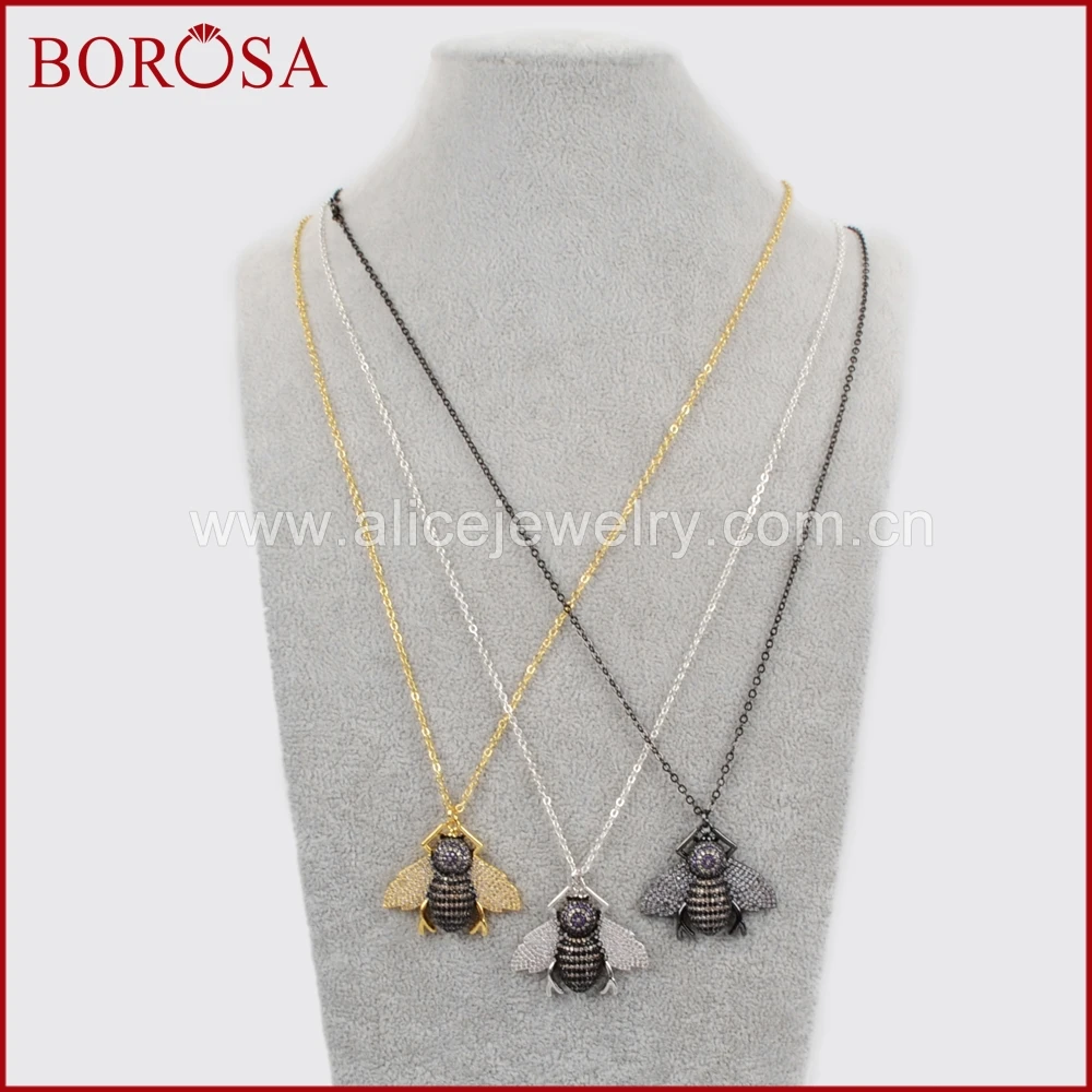 BOROSA New Micro Pave White CZ Bee Pendants Necklace,Beetles Crystal Animal Charms Necklace for Women Handmade Jewelry WX839-N
BOROSA New Micro Pave White CZ Bee Pendants Necklace,Beetles Crystal Animal Charms Necklace for Women Handmade Jewelry WX839-N