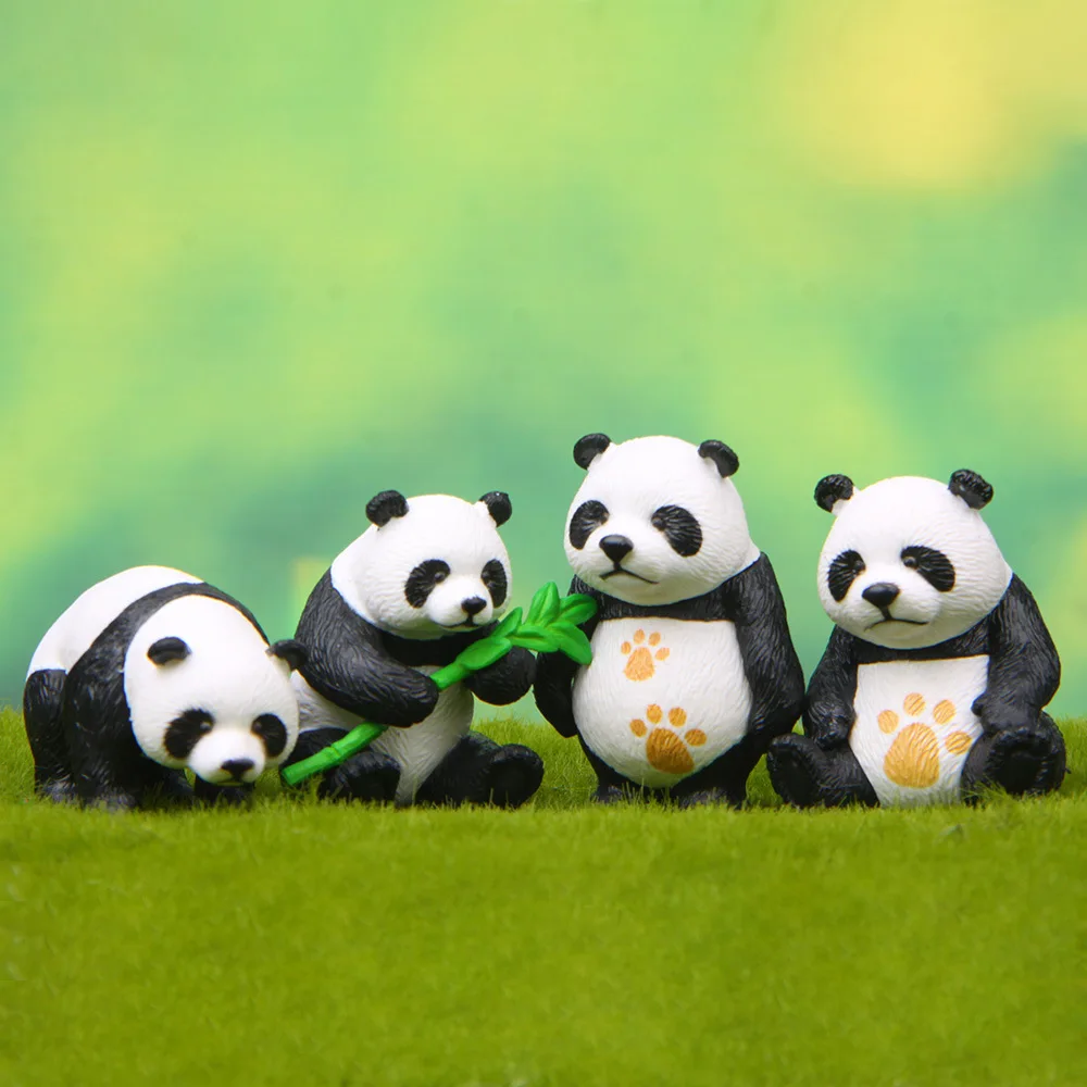 New Creative Kawaii Panda Action Figures Mini PVC Preschool Toy Set Landscape decoration Kids Children Birthday Gift (2)