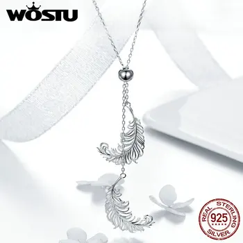 WOSTU New Collection 100% 925 Sterling Silver Feather Pendant Necklaces Adjustable Long Chain For Women Fashion Jewelry FIN322
WOSTU New Collection 100% 925 Sterling Silver Feather Pendant Necklaces Adjustable Long Chain For Women Fashion Jewelry FIN322