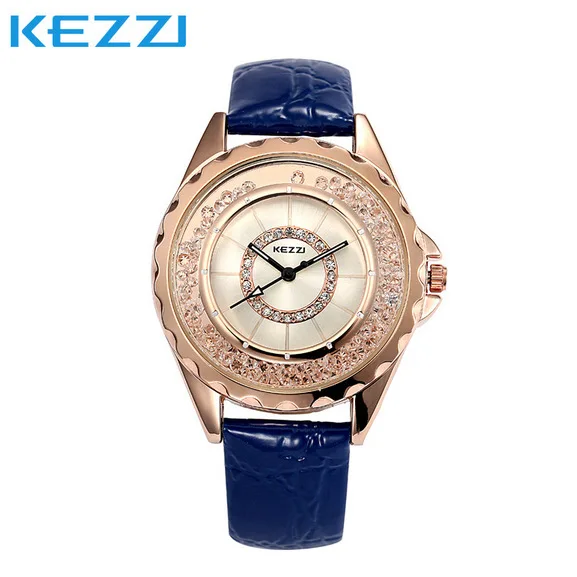 

Kezzi fashion casual women's wrist watches floating Rhinestone Crystal Analog display ladies quartz-watch clock montre femme