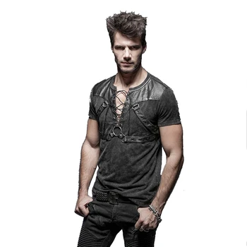 Steampunk Black Men's Shirt Open Collar Short Sleeve Bandage Cotton T-shirt Gothic Summer Casual Tee Tops
Steampunk Black Men's Shirt Open Collar Short Sleeve Bandage Cotton T-shirt Gothic Summer Casual Tee Tops
