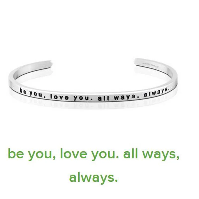 New Stainless Steel Engraved BE YOU LOVE YOU ALL WAYS ALWAYS Inspirational Quote Hand Stamped Cuff Bracelet Bangle
New Stainless Steel Engraved BE YOU LOVE YOU ALL WAYS ALWAYS Inspirational Quote Hand Stamped Cuff Bracelet Bangle