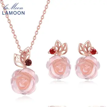LAMOON FlowerRose Natural Pink Rose Quartz made with 925 Sterling Silver Jewelry Jewelry Set V033-2
LAMOON FlowerRose Natural Pink Rose Quartz made with 925 Sterling Silver Jewelry Jewelry Set V033-2