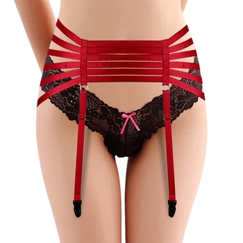 

Red Garters Belt Body Harness BDSM Bondage Stockings Suspenders Belt Elastic Adjust Strap Lingerie Goth Fetish Dance Rave Wear