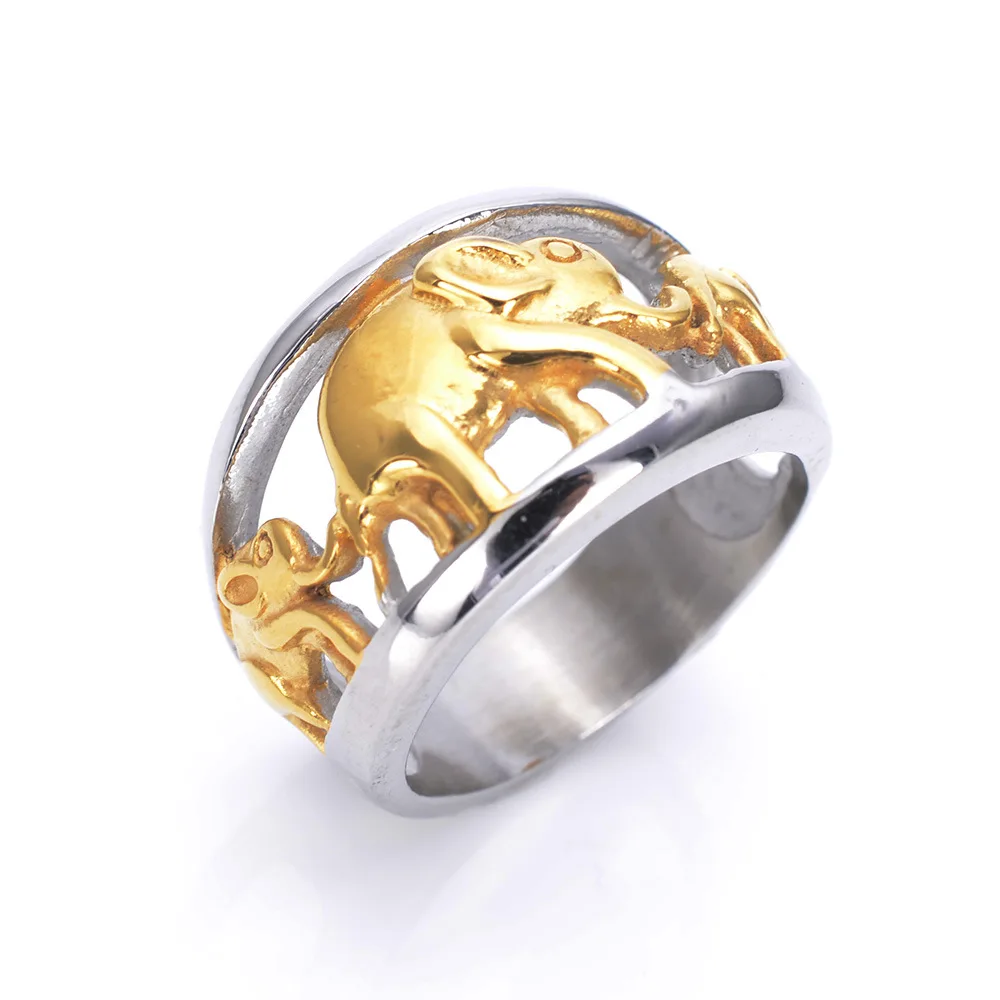 Two Tone Gold Color 316L Stainless Steel Animal Elephant Ring for Men Fashion Jewelry Size 7-13
Two Tone Gold Color 316L Stainless Steel Animal Elephant Ring for Men Fashion Jewelry Size 7-13
