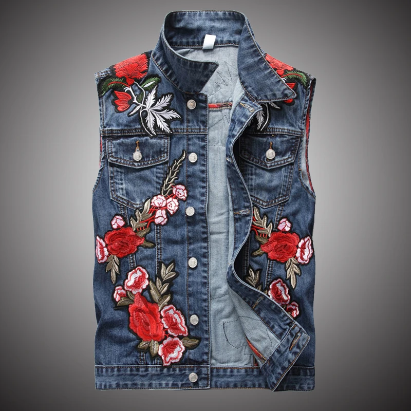 Flower Embroidery Denim Vest Men 2019 Slim Fit Sleeveless Jackets for Male Patch Design Patchwork Tank Tops WY288
Flower Embroidery Denim Vest Men 2019 Slim Fit Sleeveless Jackets for Male Patch Design Patchwork Tank Tops WY288