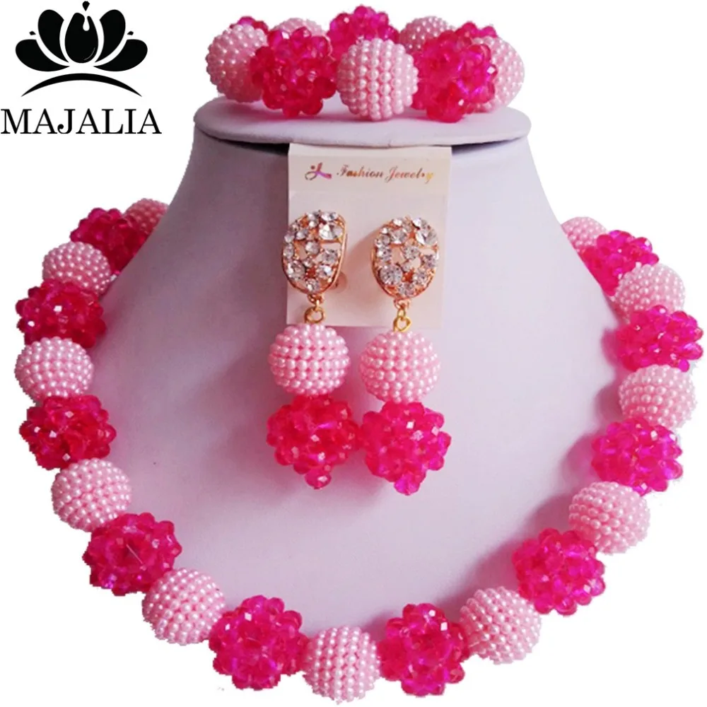 Trendy Nigeria Wedding african beads jewelry set Hot Pink crystal necklace bracelet earrings Free shipping VV-293
Trendy Nigeria Wedding african beads jewelry set Hot Pink crystal necklace bracelet earrings Free shipping VV-293