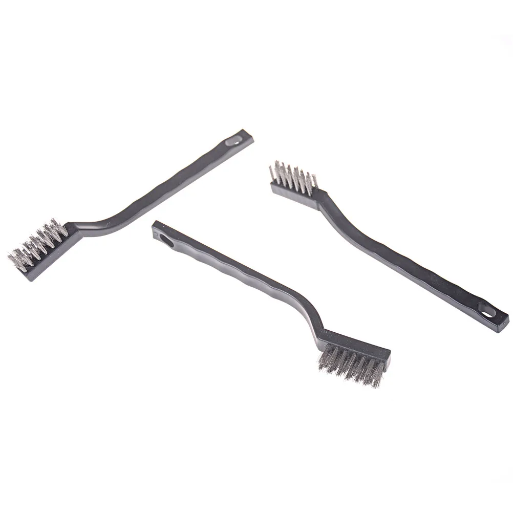 Steel Brush Set Small Cleaning Brushes Wire Rust Sparks Wheels Scrub 180mm