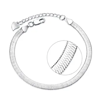 Sterling Silver Snake Chain Bracelet Women Handchain Jewelry female 18K White Gold Plated Flat Style Fashion Bracelet WholeSale
Sterling Silver Snake Chain Bracelet Women Handchain Jewelry female 18K White Gold Plated Flat Style Fashion Bracelet WholeSale