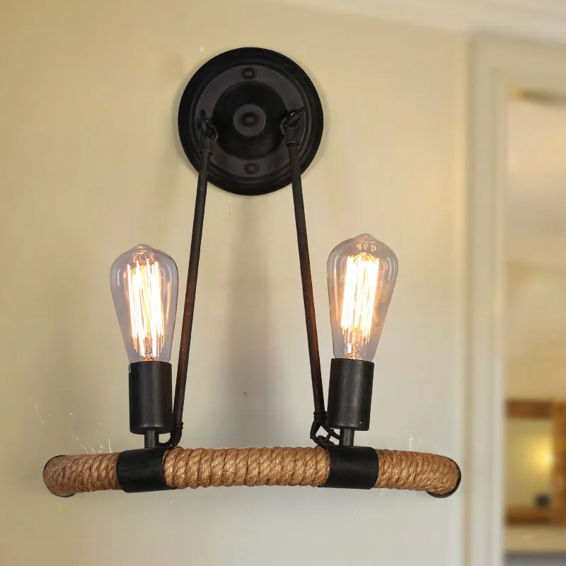 Vintage Retro Hemp Rope Iron Wall Lamp Industrial Loft E27 2 Heads Wall Lights Rustic Sconce Wall Light For Art Gallery
Vintage Retro Hemp Rope Iron Wall Lamp Industrial Loft E27 2 Heads Wall Lights Rustic Sconce Wall Light For Art Gallery