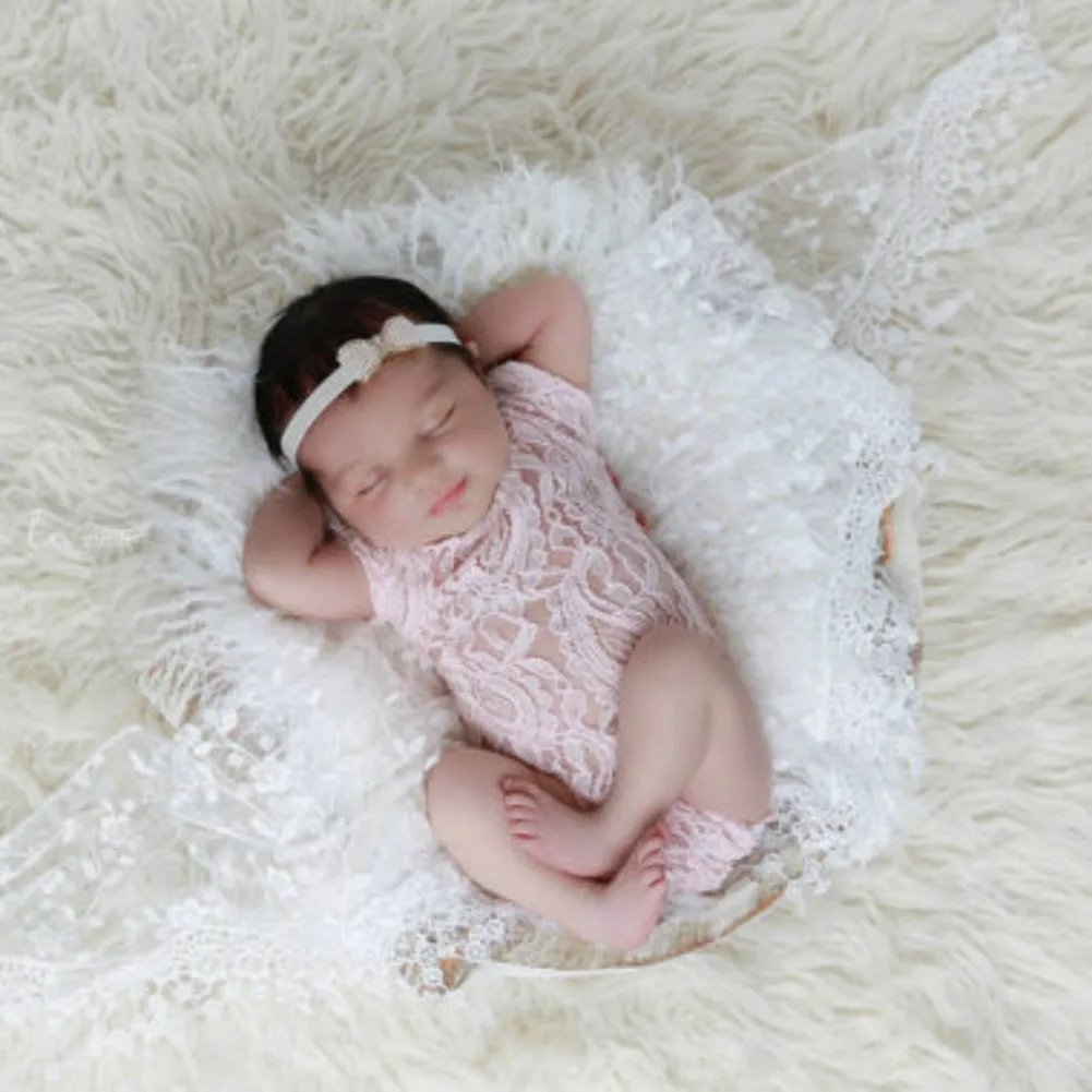 Реквизит для фотосессии новорожденных Детский кружевной комбинезон с лентой
