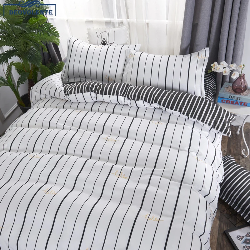 4PCS Beddingset Black White Stripe Printed Duvet Cover Bed Sheet Pillowcase Polyester Brief Full King Queen Tiwn Beding Cover
4PCS Beddingset Black White Stripe Printed Duvet Cover Bed Sheet Pillowcase Polyester Brief Full King Queen Tiwn Beding Cover