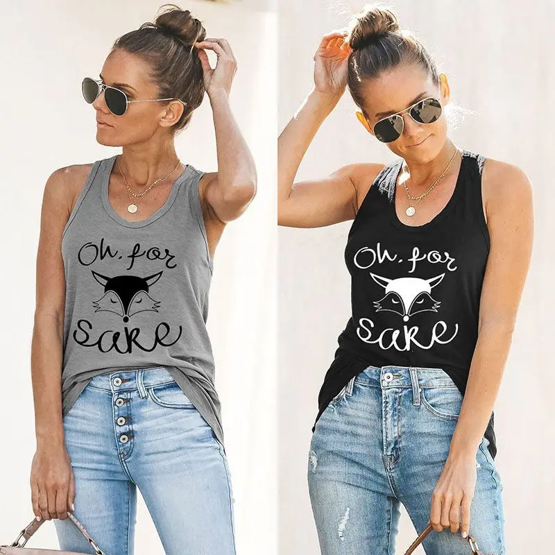 Oh for Fox Sake Top Summer Funny Letter Print Female Casual Vest Ladies Tops Tee Plus Size White Black White Tank Top Women
Oh for Fox Sake Top Summer Funny Letter Print Female Casual Vest Ladies Tops Tee Plus Size White Black White Tank Top Women