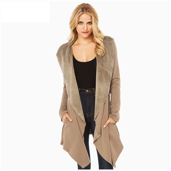 Women European Style Turn-down Collar Open Stitch Fuzzy Irregular Lap Solid Color Coat Khaki FS0639
Women European Style Turn-down Collar Open Stitch Fuzzy Irregular Lap Solid Color Coat Khaki FS0639
