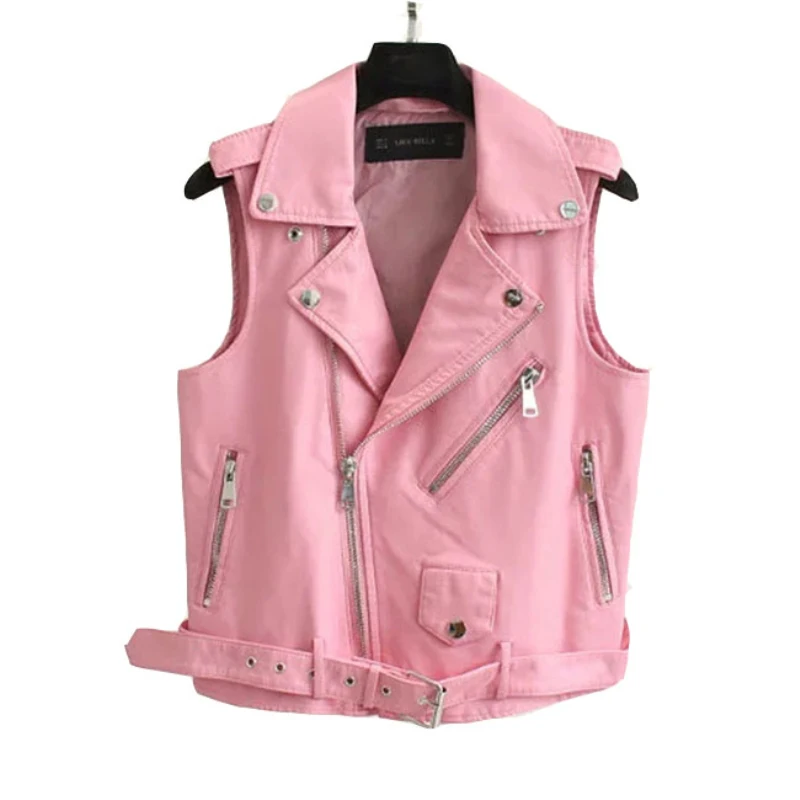 2018 Fashion Leather Vest Womens Sleeveless Leather jacket Turn-Down Collar Pockets PU vest Waistcoat leather coat Top VE010
2018 Fashion Leather Vest Womens Sleeveless Leather jacket Turn-Down Collar Pockets PU vest Waistcoat leather coat Top VE010