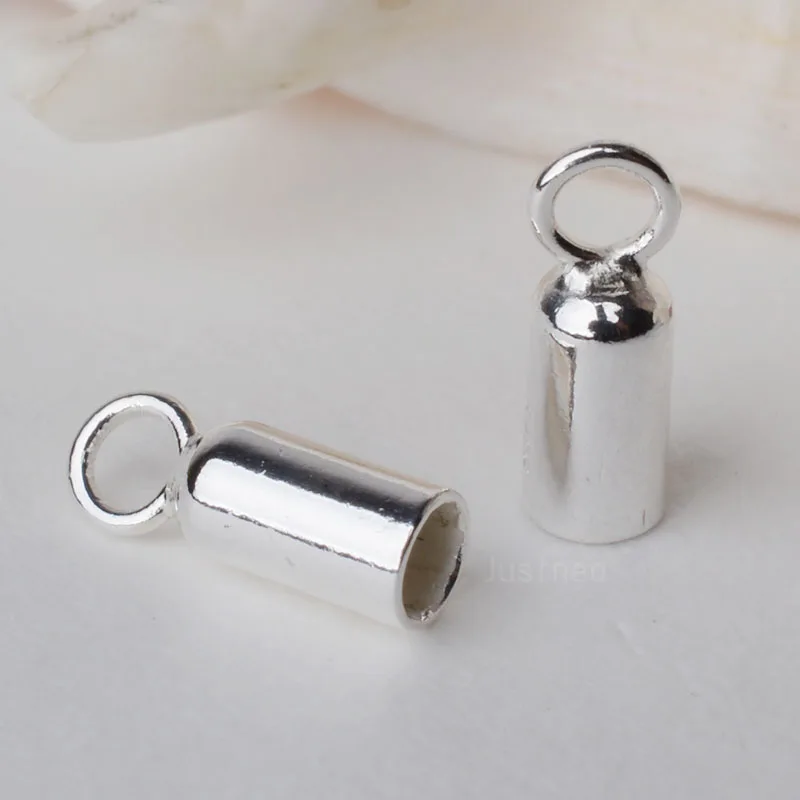 solid 925 sterling silver cord end tips tube bead with round loop, silver jewelry diy findings/components
solid 925 sterling silver cord end tips tube bead with round loop, silver jewelry diy findings/components
