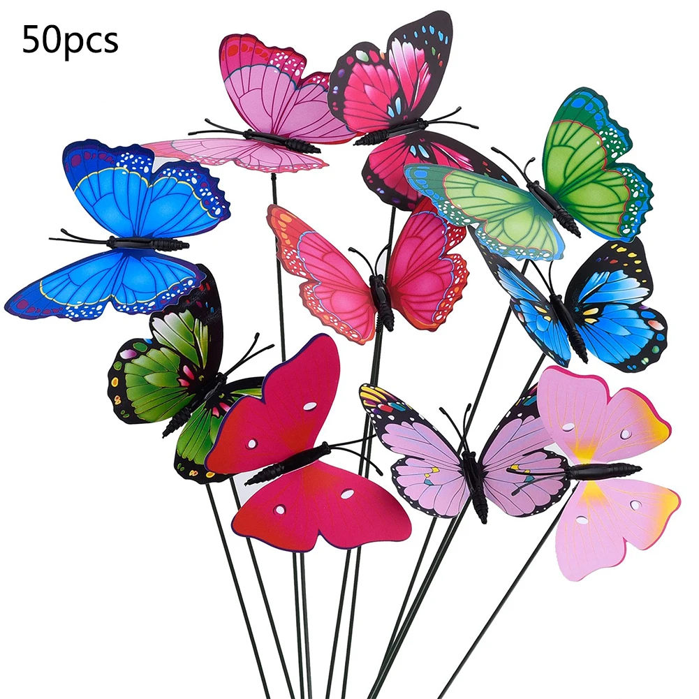 50pcs/set 3D Mode Double Wing Artificial Butterflies On Sticks Party Wedding Home Decor Garden Plant Yard DIY Craft Fake Plant
50pcs/set 3D Mode Double Wing Artificial Butterflies On Sticks Party Wedding Home Decor Garden Plant Yard DIY Craft Fake Plant