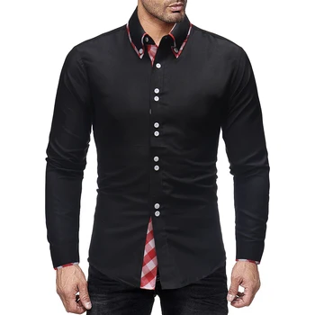 Brand 2018 Fashion Male Shirt Long-Sleeves Tops Lattice Splicing Black Mens Dress Shirts Slim Men Shirt M-XXL
Brand 2018 Fashion Male Shirt Long-Sleeves Tops Lattice Splicing Black Mens Dress Shirts Slim Men Shirt M-XXL
