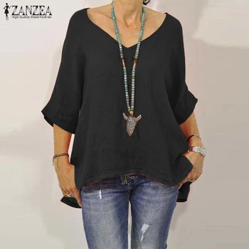 ZANZEA 2020 Women Summer Blouse Solid V Neck Loose Shirts Casual Cotton Tunic Tops Split Blusas Femininas Chemise Plus Size
ZANZEA 2020 Women Summer Blouse Solid V Neck Loose Shirts Casual Cotton Tunic Tops Split Blusas Femininas Chemise Plus Size