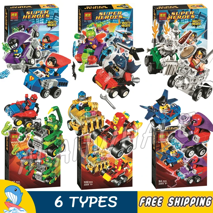 New Super Heroes Mighty Micros Car Iron Man Thanos Wolverine Magneto Figure Building Blocks Boys Toys Compatible With LegoING
New Super Heroes Mighty Micros Car Iron Man Thanos Wolverine Magneto Figure Building Blocks Boys Toys Compatible With LegoING