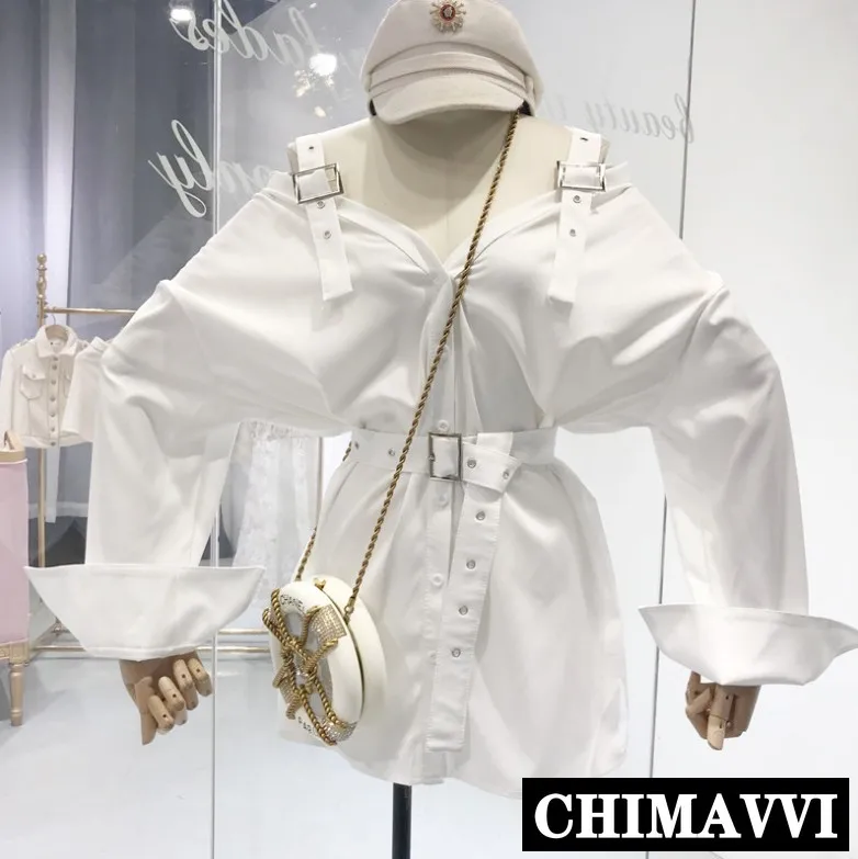 New Spring Summer Women Sexy Strapless Long Sleeve Shirt Dress with Belt Pure Color Lady Girls Loose Dress Vestidos
New Spring Summer Women Sexy Strapless Long Sleeve Shirt Dress with Belt Pure Color Lady Girls Loose Dress Vestidos