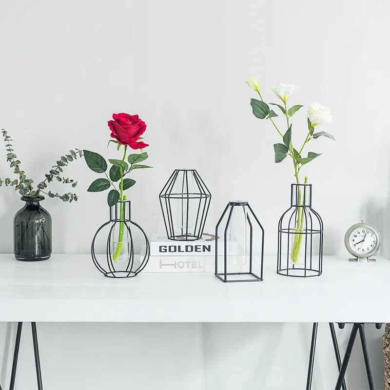 Simple Nordic Iron Geometric Vase Glass hydroponics dried flower Stand Home Garden Decor Tabletop Vases
Simple Nordic Iron Geometric Vase Glass hydroponics dried flower Stand Home Garden Decor Tabletop Vases