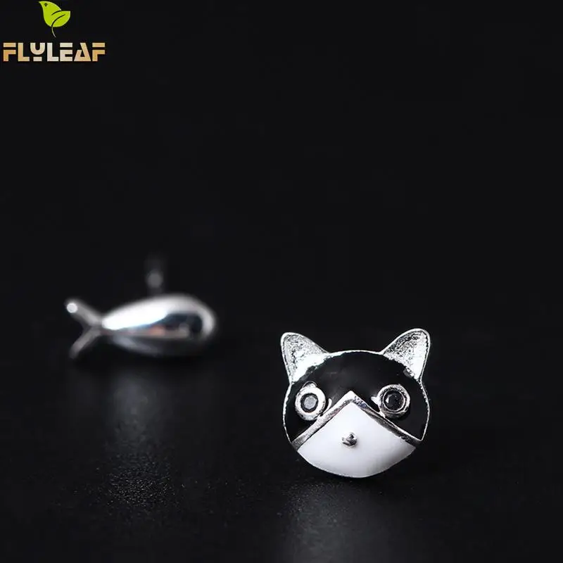Flyleaf 100% Sterling Silver Asymmetric Cat And Fish Stud Earrings For Women Cute Style Creative Jewelry
Flyleaf 100% Sterling Silver Asymmetric Cat And Fish Stud Earrings For Women Cute Style Creative Jewelry