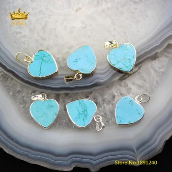 10PCS 20mm Blue Turquoises Heart Pendants Jewelry,Raw Howlite Magnesite Plated Silvery/Gold Edged Charms for Necklace HS02
10PCS 20mm Blue Turquoises Heart Pendants Jewelry,Raw Howlite Magnesite Plated Silvery/Gold Edged Charms for Necklace HS02