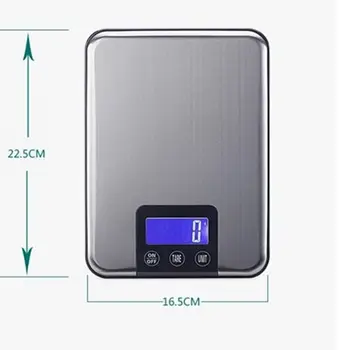 15KG 1g 대형 주방 전자 저울 최대 용량 15kg 디지털 식품 무게 균형 슬림 스테인레스 스틸 저울 터치 버튼