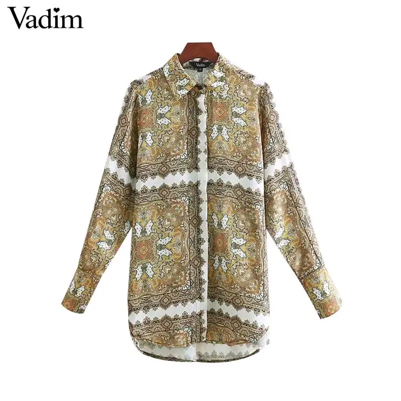 Vadim women vintage print blouse turn down collar long sleeve shirt female causal elegant irregular top blusa LB058
Vadim women vintage print blouse turn down collar long sleeve shirt female causal elegant irregular top blusa LB058