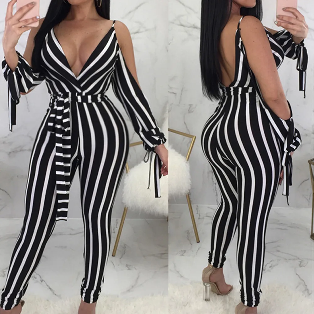 2018 Womens Clubwear Off Shoulder Striped Playsuit Bandage Bodysuit Party Jumpsuit lady casual Playsuit
2018 Womens Clubwear Off Shoulder Striped Playsuit Bandage Bodysuit Party Jumpsuit lady casual Playsuit
