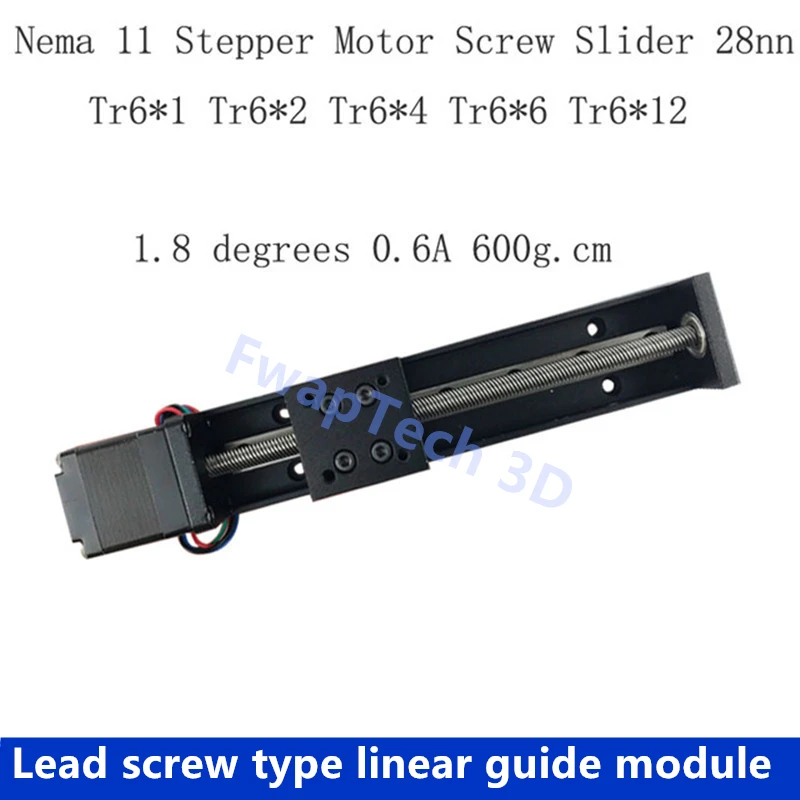 NEMA11 lead screw stepper motor linear module lead screw type linear module travel length 50mm 100m 150mm 200mm 300mm
NEMA11 lead screw stepper motor linear module lead screw type linear module travel length 50mm 100m 150mm 200mm 300mm