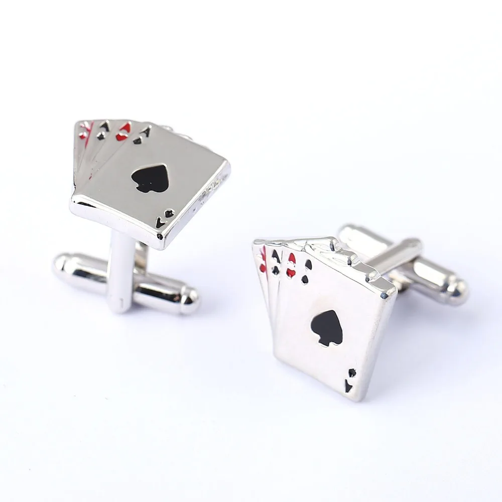 

1 pair Jewelery 4A poker cufflinks male French shirt cuff links Cards Design cufflink Fashion for men's Jewelry 5632