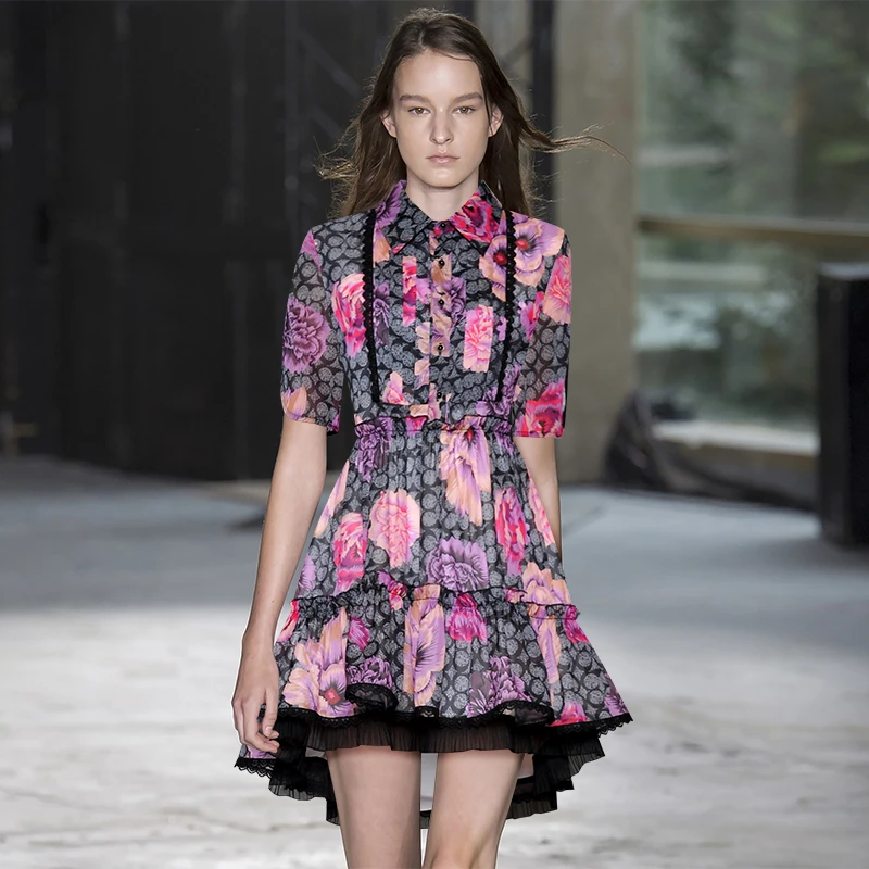 High Quality 2019 Summer Runway Dress Women Fashion Floral Print Ruffles Irregular Mini Dress Female Holiday Party Dresses
High Quality 2019 Summer Runway Dress Women Fashion Floral Print Ruffles Irregular Mini Dress Female Holiday Party Dresses