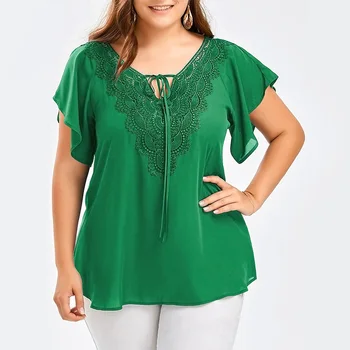Boho Flare Short Sleeve Chiffon Women's Blouses Lace Patchwork Casual Loose Female Shirts Summer Fashion Plus Size Lady Tops
Boho Flare Short Sleeve Chiffon Women's Blouses Lace Patchwork Casual Loose Female Shirts Summer Fashion Plus Size Lady Tops