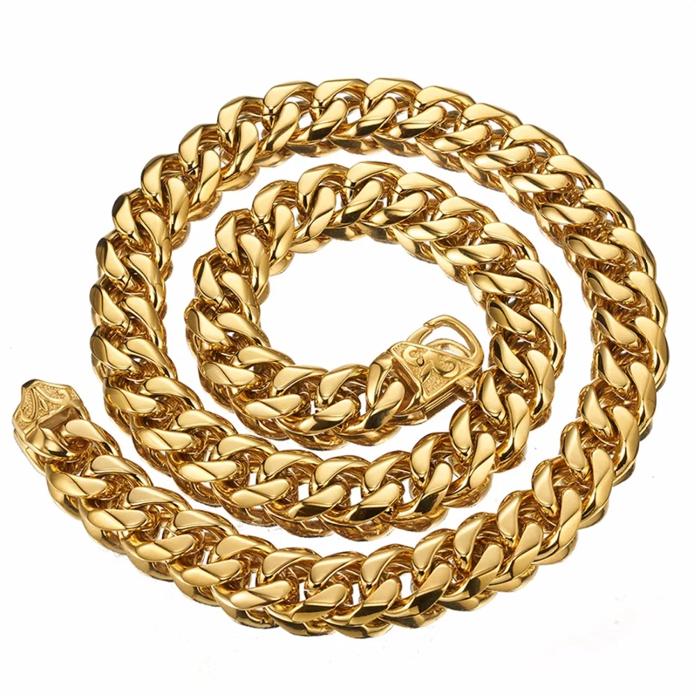 15mm Customize Length 7-40" Mens High Quality Gold Stainless Steel Necklace Curb Cuban Link Chain Jewerly Chain Gift
15mm Customize Length 7-40" Mens High Quality Gold Stainless Steel Necklace Curb Cuban Link Chain Jewerly Chain Gift